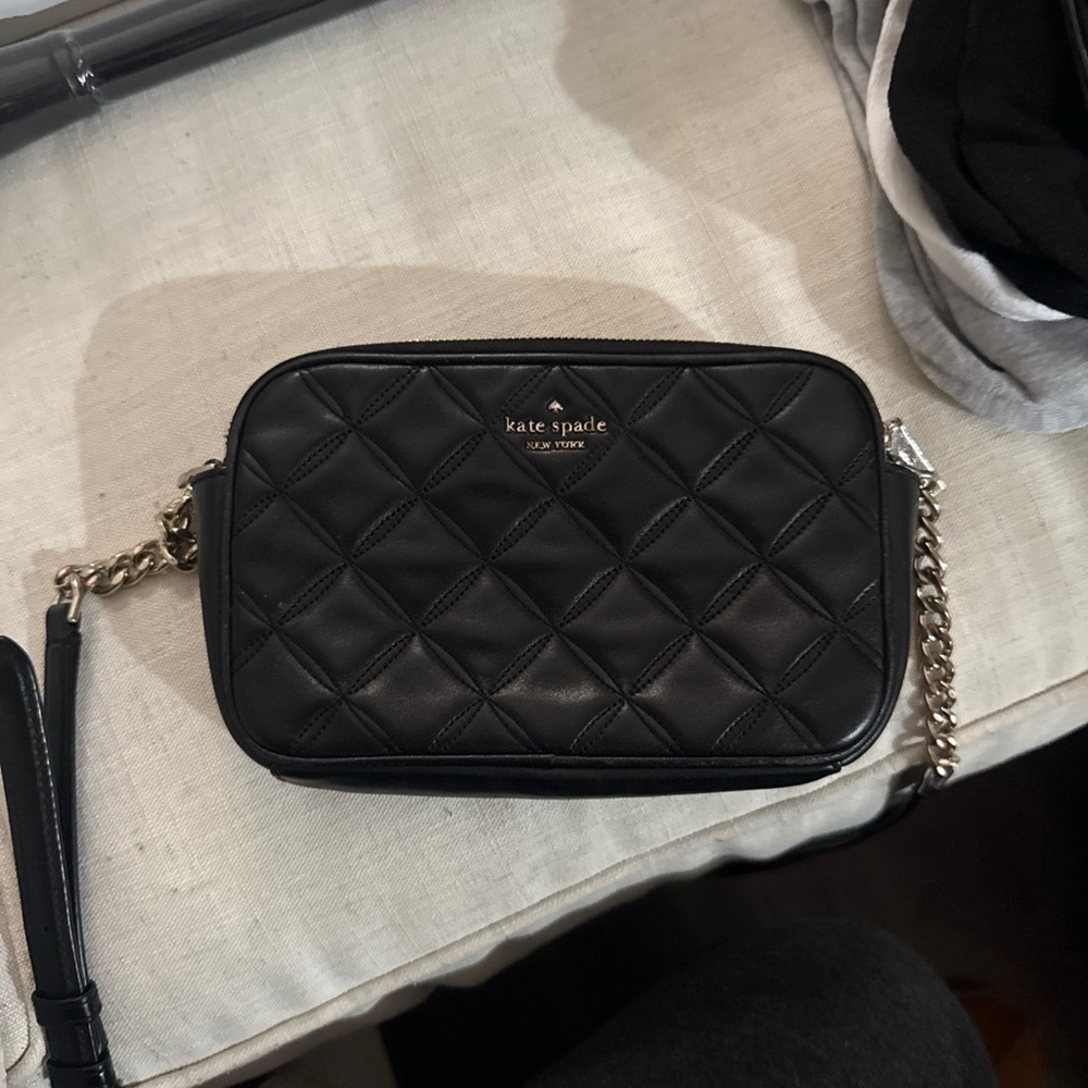 Kate Spade Black Quilted Crossbody with Chain Strap